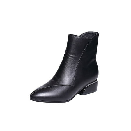 

Lacyhop Women Work Comfort Dress Boot Anti-Slip Side Zip Fashion Chunky Low Heel Booties Black 7.5