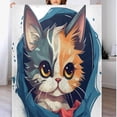 thumbnail image 1 of Adorable manta de gatito, suave y acogedora, de franela polar, de 60 x 90 pulgadas, decorativa, ligera, cálida y difusa, para sofá, cama, sofá o silla, 1 of 7