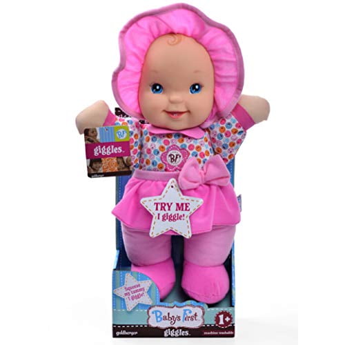 Baby’s First 1st Giggles Doll Goldberger Plush Machine Washable Pink  13″ 