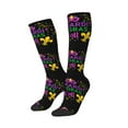 thumbnail image 2 of Fotbe Mardi Gras with Flamingo print Women's Men's Novelty Crew Socks Cotton Socks Knee High Socks for Walking,Running,Nurses,Pregnancy, 2 of 9