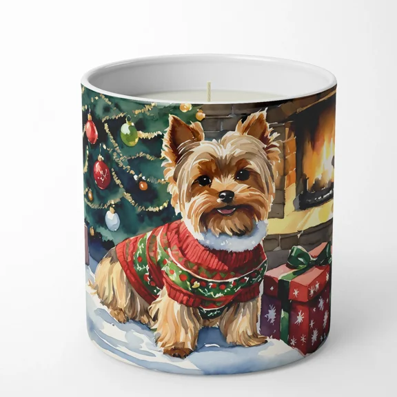 Carolines Treasures DAC2768CDL 3.75 x 3.25 in. Yorkshire Terrier Cozy Christmas Decorative Soy Candle