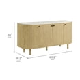 thumbnail image 5 of Sideboard Console Table Entry Display Cabinet, Natural Brown, Genuine Marble, Wood, Living Dining Room Kitchen Cafe Bistro Hospitality Restaurant, Modern Contemporary, HB37999, 5 of 10