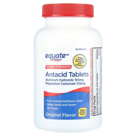 Equate Extra Strength Antacid Chewable Tablets Original Flavor 160 mg 100 Count