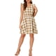 thumbnail image 5 of INSPIRE CHIC Vestido Mini de Cuadros con Cuello en V, Mangas con Volantes y Cinturón para Mujeres XS Marrón, 5 of 7