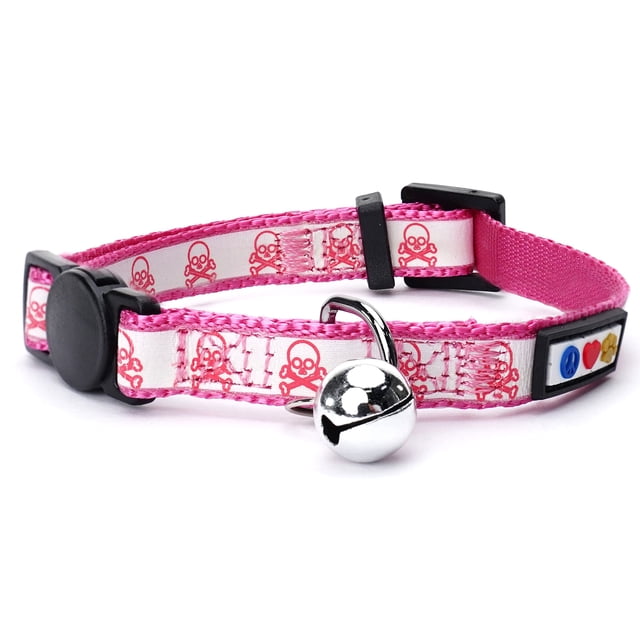 Campana de seguridad con cuello de gato Pawtitas Halloween Pink Skulls Glow