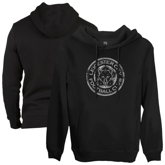 Men's 1863FC Black Leicester City Mono Badge Fleece Pullover Hoodie