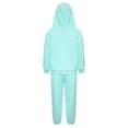 thumbnail image 4 of Sholeno Kids Boys Girls Solid Color SweatSuit Sports Warm Outfit Long Sleeves Hooded Hoodie Light Blue 130, 4 of 9