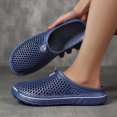 thumbnail image 3 of HNMKIU Slippers for Men and Women Fashion Solid Color Closed Toe Slides Comfortable Breathable Outdoor Home Shoes Lightweight Mens Summer Shoes Navy,45, 3 of 4