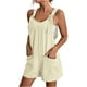 thumbnail image 2 of Gibobby Monos de Moda Mono corto con cuello redondo y bolsillo para mujer(Beige， XXXXL), 2 of 5