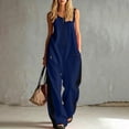 thumbnail image 2 of Wide Leg Jumpsuits For Women Zippered Round Neck Sleeveless Casual Jumpsuit Loose Trendy Wide Leg Baggy Overalls Summer Outfits with Pockets, 2 of 6