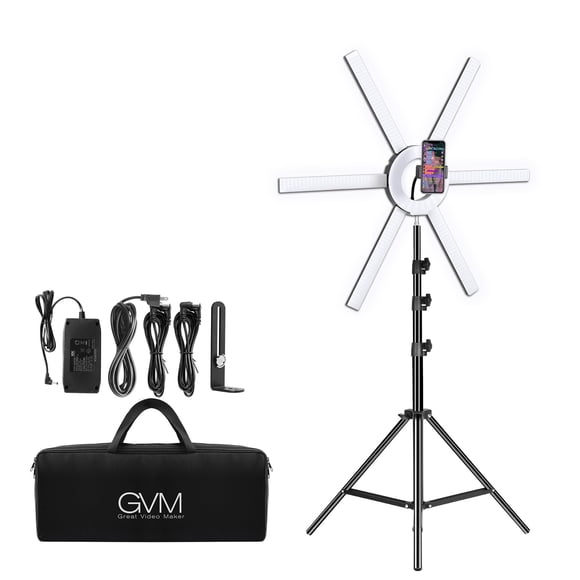 Lámpara LED anular GVM Great Video Maker 600S 90W con trípode