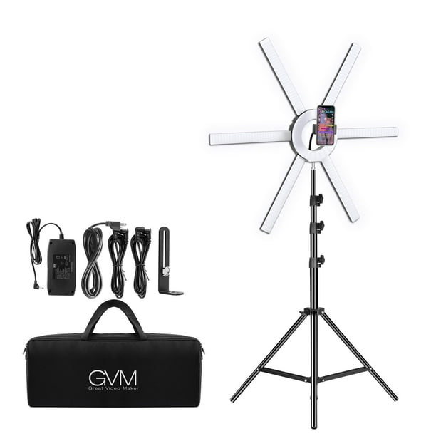 Lámpara LED anular GVM Great Video Maker 600S 90W con trípode