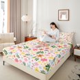thumbnail image 2 of Manfei Botanical Flowers Fitted Sheet Full 3 Pieces,Spring Garden Bed Set,1 Fitted Sheet and 2 Pillowcases, 2 of 6