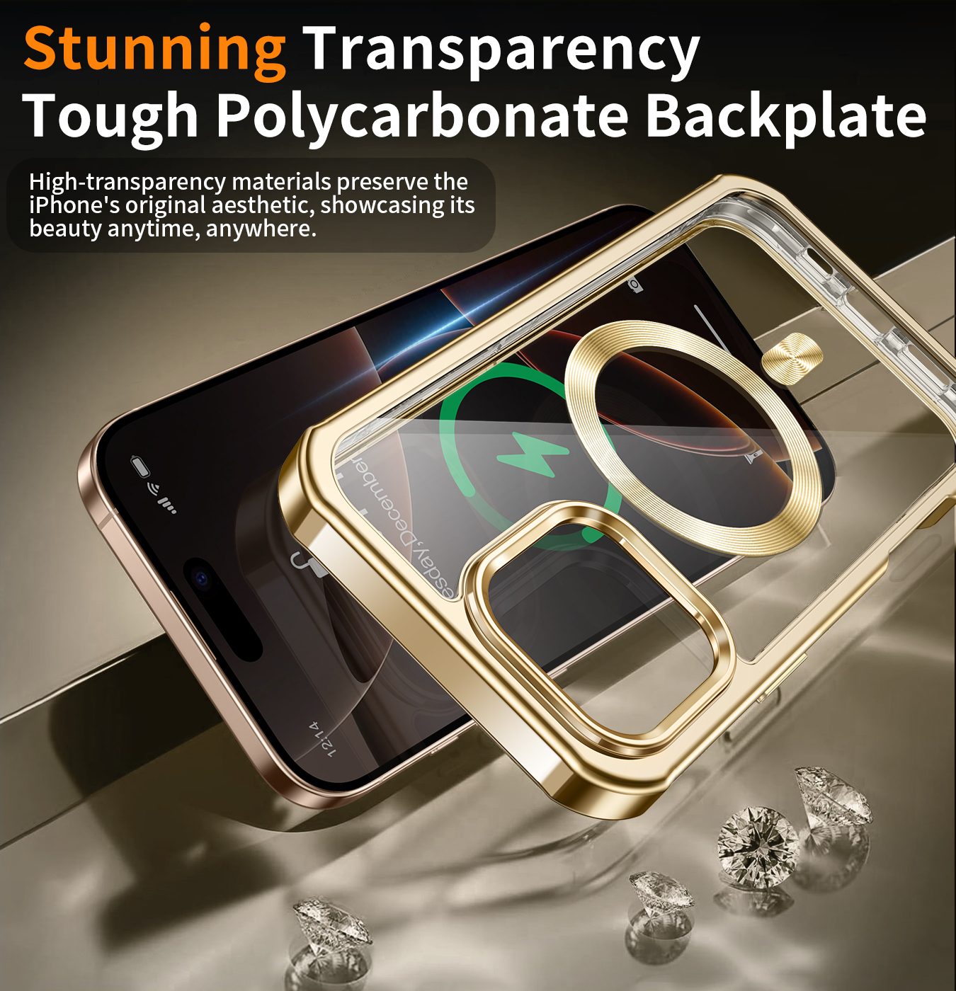 JETeacka iPhone 16 Pro Max Case 6.9" Compatible with MagSafe Full Body Rugged Built-in Touch Sensitive Screen Protector Anti-Scratch Clear Case, Black