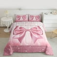 thumbnail image 2 of Manfei Lovely Bow Bowtie Bedding Comforter Set,Ribbon Bowknot Twin Comforter Sets,Pink Sparkling Print Bedding Set For Girls,Luxury Bedroom Decor Reversible,2-Piece, 2 of 8