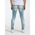 thumbnail image 4 of Crysp Denim Men's Distressed Rip & Repair Stonewashed Skinny Fit Stretch Jeans (28, Light Blue), 4 of 7