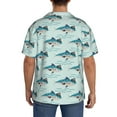 thumbnail image 5 of Vsdgher Party Shark Cute Print Men's Wrinkle Free Untucked Cuban Shirt Business Casual Button Down Shirts Short Sleeve Shirt, 5 of 7