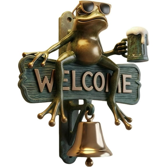 Chill Welcome Doorbell,-Drinking Utterly Shades-Wearing Hilarious Doorbelï¼Hand-Painted Resin Decorative Door Chime for Porch, Garden Gate