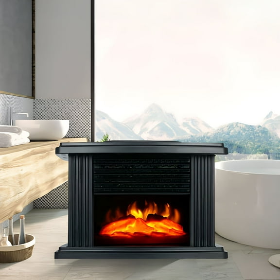 HIBIBUD 1000W Electric Fireplace Standing Space Heater Stove 3D Flame Log Burner