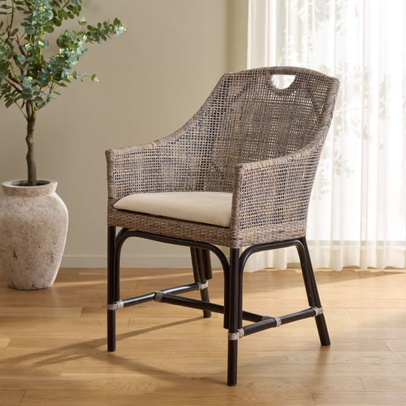 Safavieh Silvano Rattan Modern Accent Chair, Gray/White