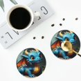 thumbnail image 5 of Honeii Adorable Blue Baby Dragon Print Leather Coaster Set of 6, Ideal for Safeguarding Your Furniture from Drinks Spills and Effortless Cleanup,Round Shape, 5 of 7