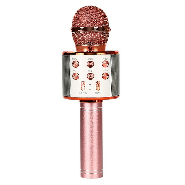 ZheElen Microphone Réduction de Bruit Rechargeable Karaoké Microphone Sans Fil Portable LED Micro, Or Rose