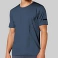 thumbnail image 2 of MIXUE Shirts For Men Summer Ice Silk Solid Color Round Neck Short Sleeve Breathable Loose Fit Casual Tops Pullover Tshirts Outwear,Blue,XXL, 2 of 4
