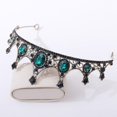 thumbnail image 3 of Tiara de Corona Verde TANGJMXG con Halo de Diamantes de Imitación, 3 of 3