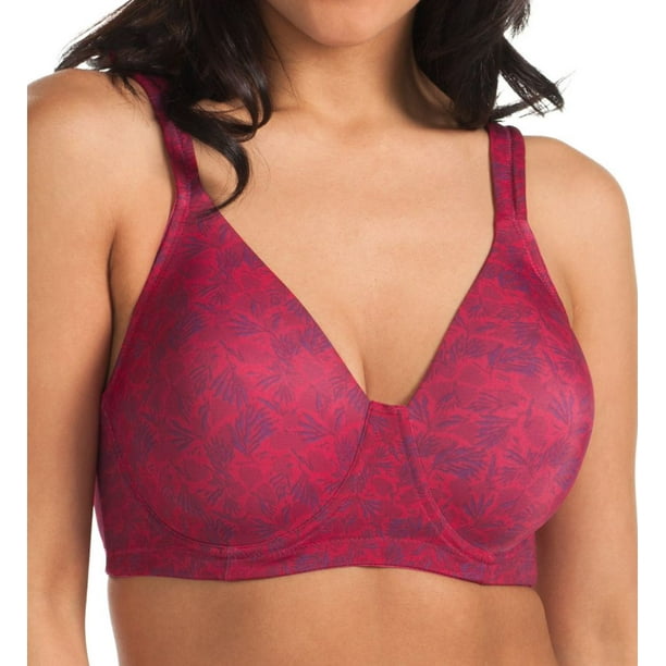 Women's Leading Lady 5042 Molded Soft Cup Bra (Ruby Red Floral 50B)