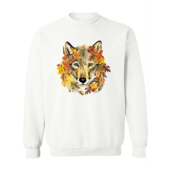 Watercolor Wolf And Leaves. Sweatshirt Women -Image by Shutterstock, Female x-Large
