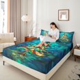 thumbnail image 4 of Homewish Bohemian Xmas Tree Twin Sheet Sets, Vintage Fashion Abstract Twin Fitted Sheet, Teens Kids Boys Girls Flat Sheet, Microfiber Bedroom Decor, 3-Piece, 4 of 7