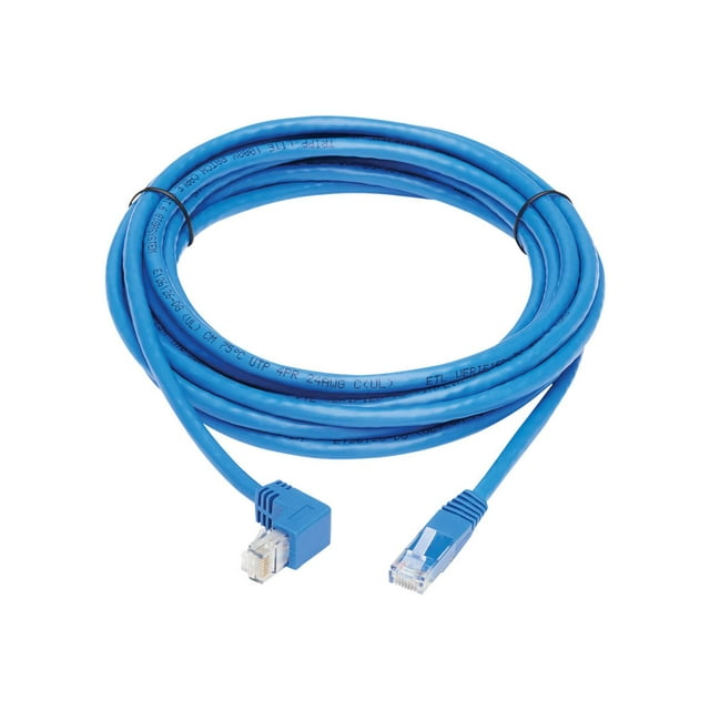 Tripp Lite Câble Ethernet UTP Moulé Cat6 Gigabit à Angle Bas (RJ45 à Angle Droit Down m vers RJ45 m), Bleu, 15 Pi - Câble de Raccord - RJ-45 (m) vers RJ-45 (m) à Angle Bas - 15 Pi - UTP - CAT 5/5e/6 - Moulé, Torsadé - Bleu