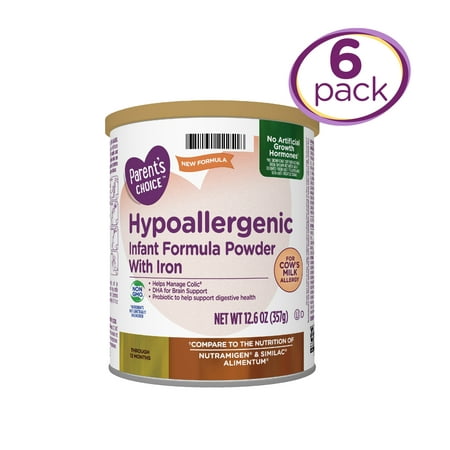 Parent's Choice Hypoallergenic Infant Formula Powder, 12.6 oz Canister, 6 Pack