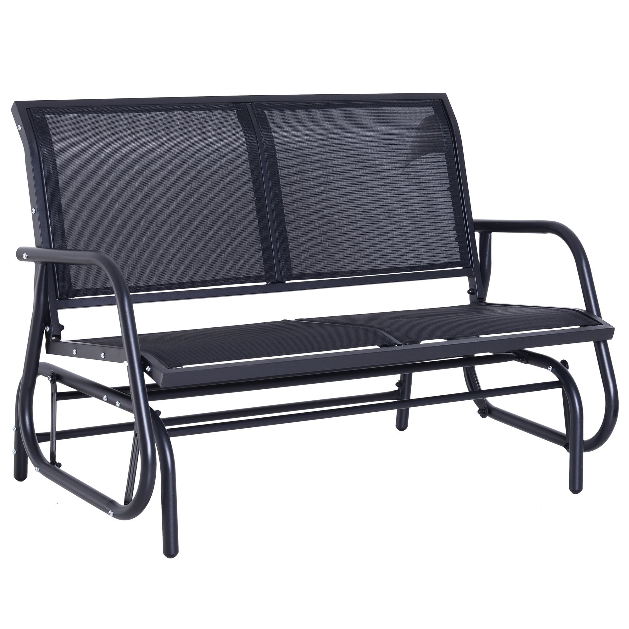 48" Outdoor Patio Swing Glider Bench Chair Loveseat Rocker Lounge Backyard Grey 