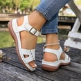 thumbnail image 5 of Xdegoge Womens Sandals Open Toe Sporty Gladiator Sandals Multi Straps Laser Cut Studded Ankle Buckle Arch Support Flatform Walking Shoes, 5 of 9