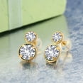 thumbnail image 2 of Gem Stone King 14K Yellow Gold White Created Sapphire Earrings for Women (2.50 Cttw, Gemstone September Birthstone, Round Cut 6MM and 4MM), 2 of 3