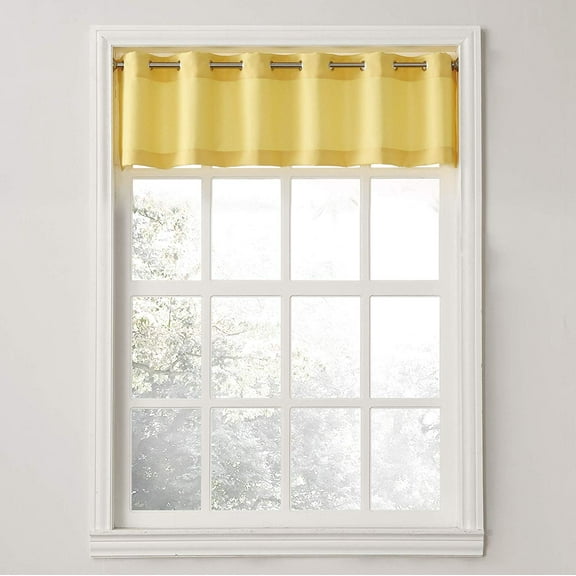 No. 918 Nathan Grommet Textured Kitchen Curtain Valance, 56" x 14" in Yellow