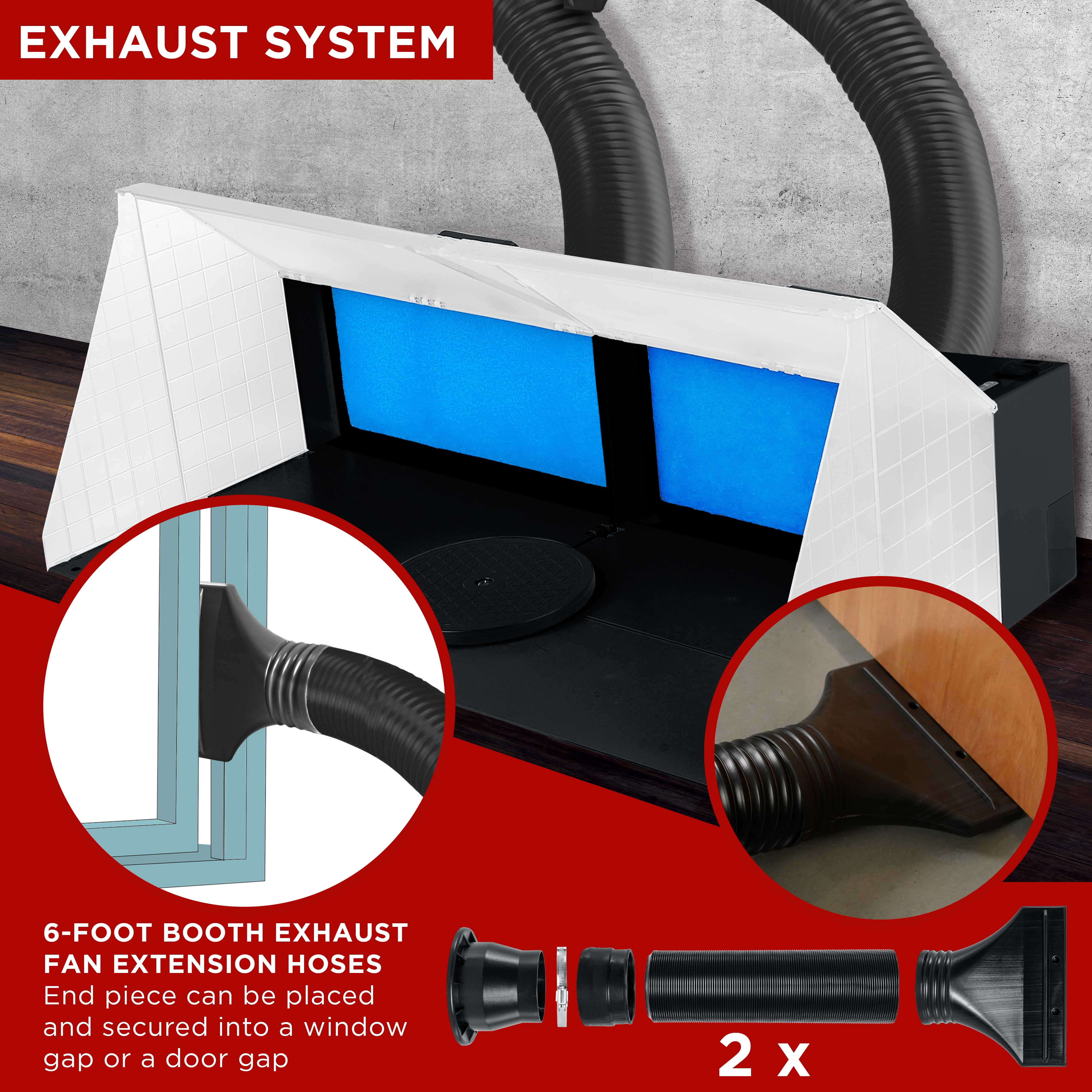 Master Portable Hobby Dual Airbrush Spray Booth Kit with Exhaust Extension Hose (Extends up to 5.6 Feet)