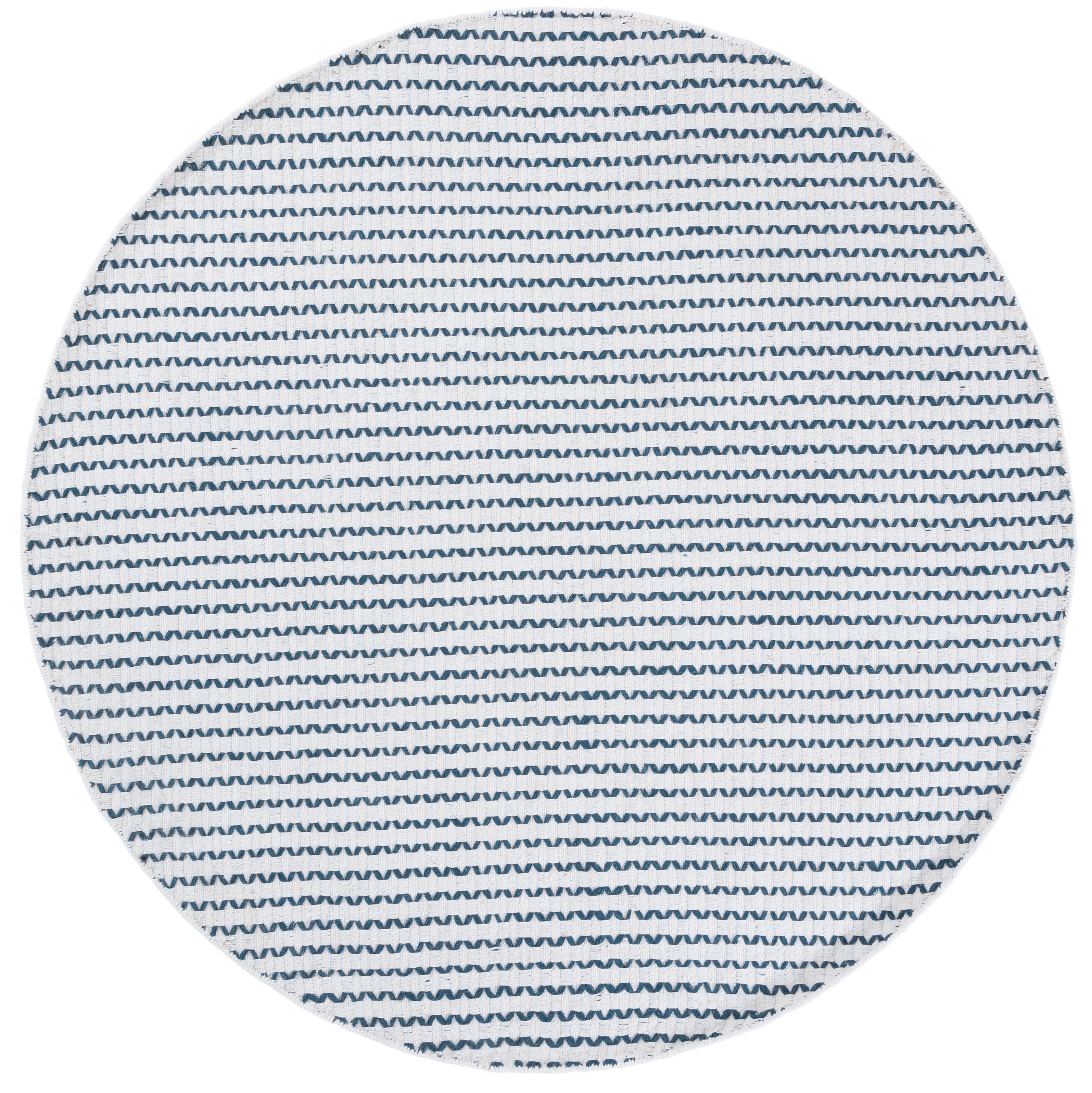 Safavieh Cape Cod Rowina Wavy Striped Area Rug, Ivory/Teal, 6' x 6' Round