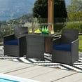 thumbnail image 3 of Costway 3PCS Patio Rattan Furniture Set Cushion Sofa Armrest Garden Deck Navy, 3 of 11