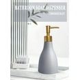 thumbnail image 2 of ABCISI Soap Dispenser, 280ml Liquid Soap Dispenser with Gold Pump for Kitchen Bathroom, Refillable Countertop Lotion Ceramics Hand Soap Dispenser for Shower (Gray), 2 of 11