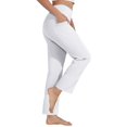 thumbnail image 4 of Fulijie Pants for Women Plus Size Casual Straight Leg Yoga Leggings Comfy Cropped Pants with Pocket, White Linen Set for Women, Polyester,Spandex Yoga Pants, Wide Leg Sweatpants Women, 4 of 8