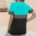 thumbnail image 4 of asdoklhq T Shirts for Women Trendy Women's Casual Fashion Striped Printed T-shirt Round Neck Short Sleeve Green 4X, 4 of 7
