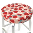 thumbnail image 3 of Balery Red Strawberry Fundas de asiento para taburete de bar redondo de tela de terciopelo ajustables que protegen de arañazos y manchas para sillas de 14 a 17 pulgadas.-14 inch, 3 of 7