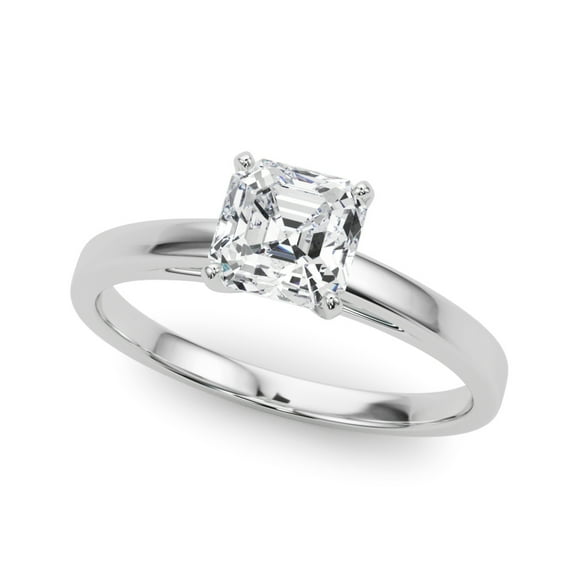 Kiva Jewel Women's 1.66 Ct Asscher Cut Lab Created Diamond Wedding Engagement Ring - 14K White Gold Plated Ring - Gift for Her - Beautiful Ring - Thank You Wedding Gift - 50 Years Anniversary Ring