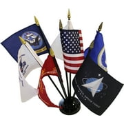 Armed Forces - 4" x 6" Military Stick Flag Set (7 Flags)