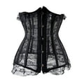 thumbnail image 4 of Tiweut Womens Corset Lace Shaping Bodysuit Waist Cincher with Hook Closure Slim Fit Tops,D-Black,L, 4 of 8