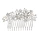 thumbnail image 1 of Women Girls Flower Shaped Rhinestone Pearl Decorated Hair Comb Hair Accessories (Silver), 1 of 4