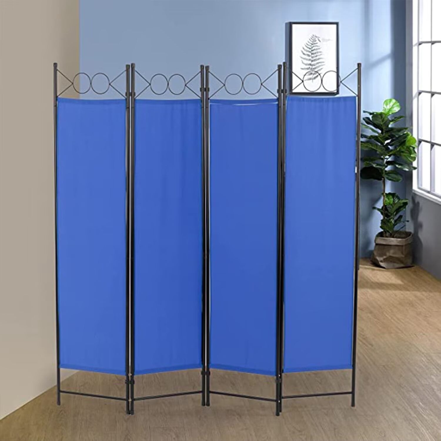 NiamVelo Room Dividers Folding Privacy Screens 4 Panel Portable Privacy Partition for Home Office Bedroom, Blue
