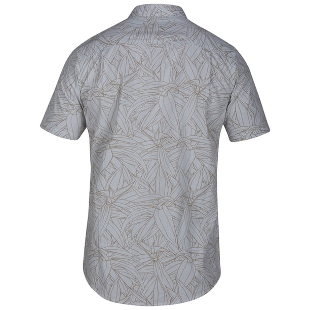 Hurley - Camisa con botones y estampado de palmeras para hombre, gris, grande Hurley Botones al frente